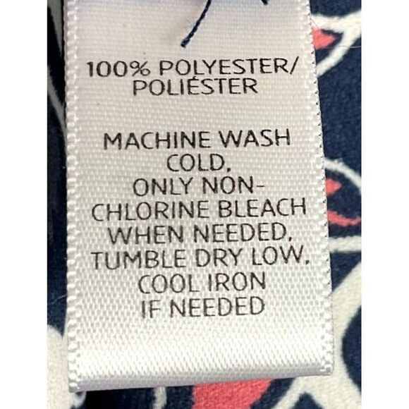 LOFT Petalwork Pocket Blouse, size XS, navy blue/coral/white, 100% polyester - Picture 9 of 10